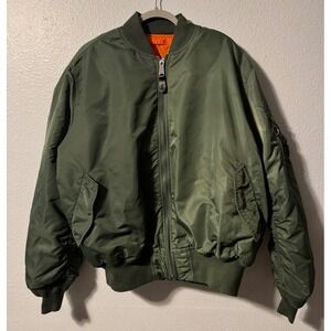 Alpha Industries MA-1 Bomber Flight Jacket Sage Green Orange Lining 2XLT